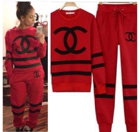 red coco chanel sweatsuit|chanel sweaters 2022.